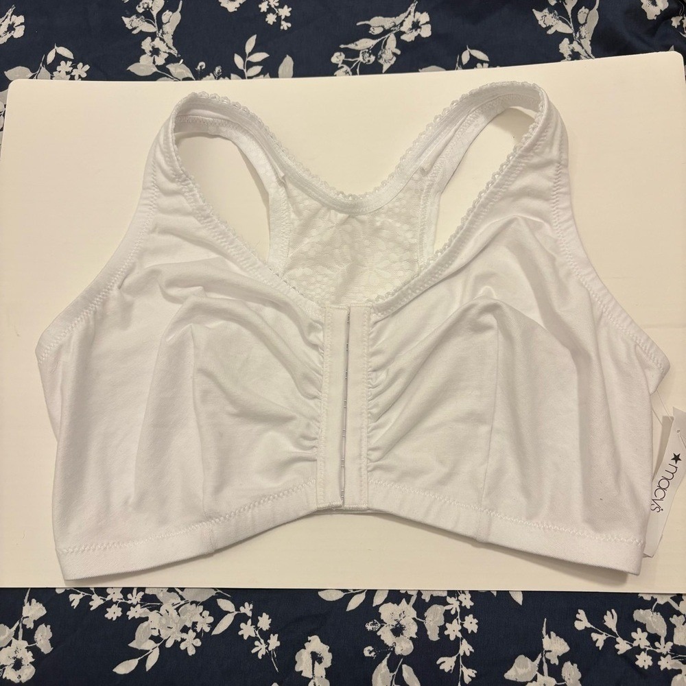 Glamorise Front-Close Cotton Blend T-Back Comfort Bra Women's 42DDF White - Picture 6 of 10